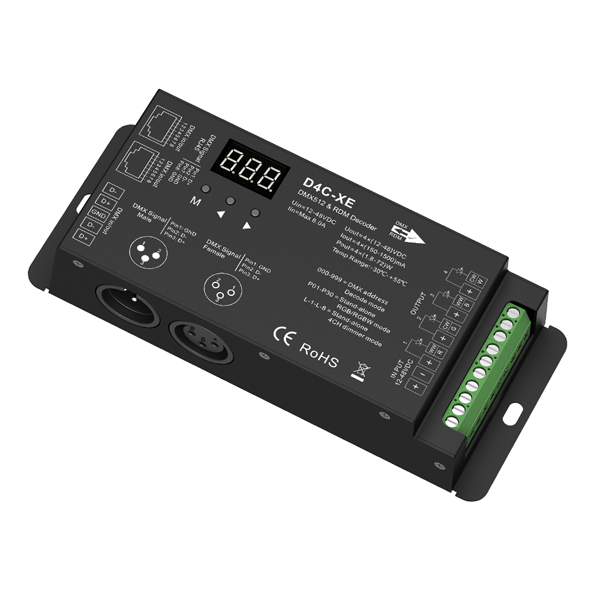 4CH Constant Current DMX512 & RDM Decoder D4C-XE (700-1750mA) 4CH Constant Current DMX512 & RDM Decoder D4C-XE (700-1750mA)